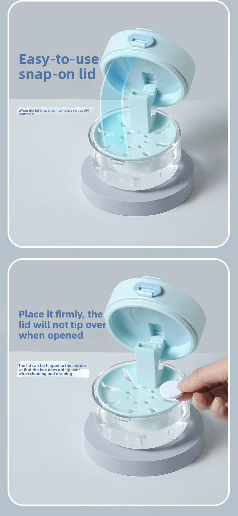 3-in-1 Liftable Invisible Aligner Storage Case, with Mirror & Drain Tray, Universal for Retainers & Dentures
