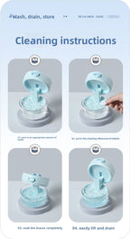 3-in-1 Liftable Invisible Aligner Storage Case, with Mirror & Drain Tray, Universal for Retainers & Dentures
